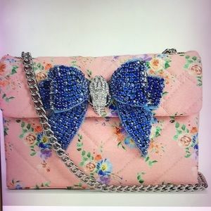 Kurt Geiger London Quilted Floral Diamond Bow Medium Crossbody Shoulder Bag